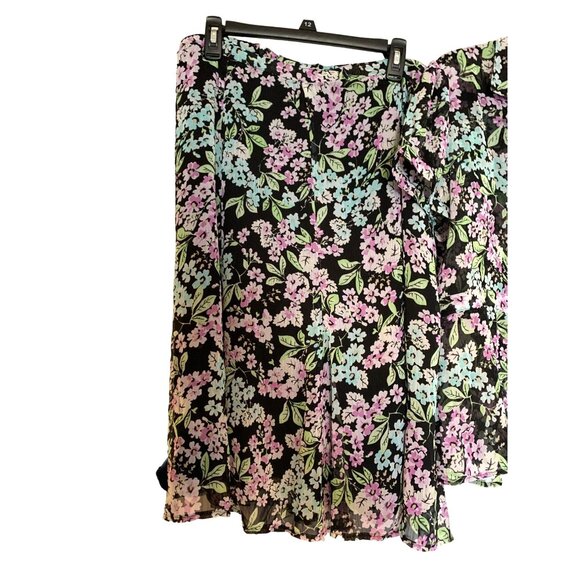 Sag Harbor Womens Large 2 Pc Dress Set outfit Short Sleeve Button Up Shirt Blous - Picture 3 of 4